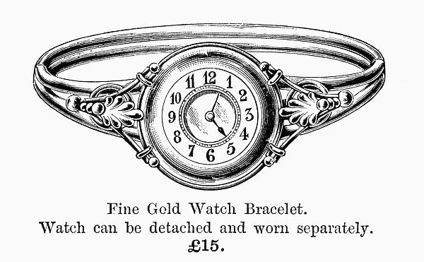 WATCH BRACELET, 1891. Womans watch bracelet, English, 1891