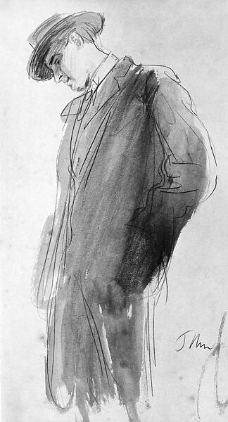 WILLIAM BUTLER YEATS (1865-1939). Irish poet and playwright. Pencil and wash, c1910, by Augustus John