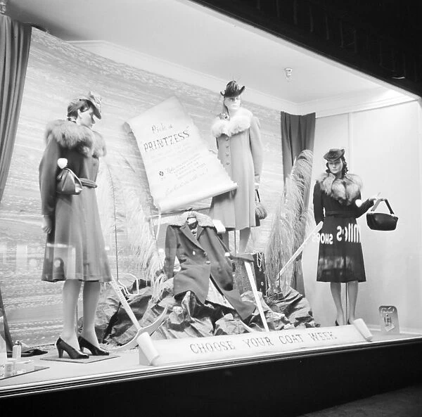 WINDOW DISPLAY, 1941. Mannequins in a store window in Amsterdam, New York