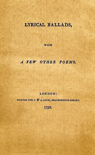 WORDSWORTH & COLERIDGE, 1798. Title-page of the first edition, London, 1798, of Lyrical