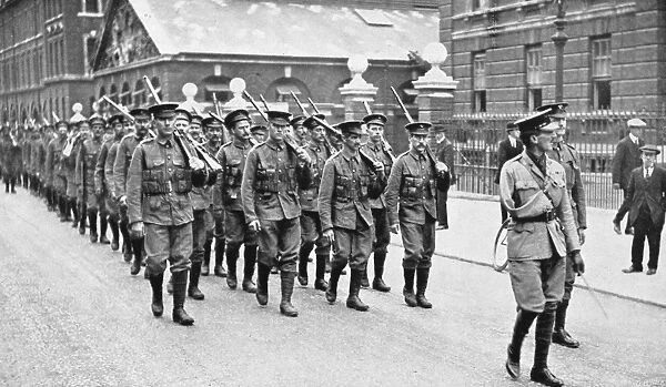 WORLD WAR I: BRITISH ARMY. The Second Battalion Grenadier Guards marching through London
