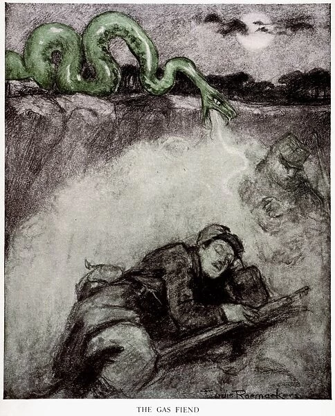 WORLD WAR I: CARTOON, 1915. The Gas Fiend. Cartoon, 1915, by Louis Raemaekers