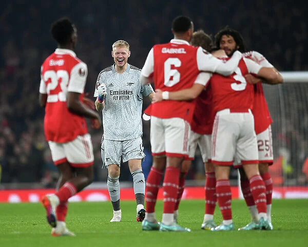 Arsenal Celebrate Goal Against FC Zurich: Aaron Ramsdale Leads the Charge (2022-23 Europa League)
