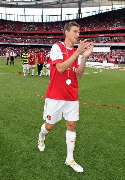 Arsenal's Laurent Koscielny Celebrates Win Against Celtic in Emirates Cup Pre-Season 2010