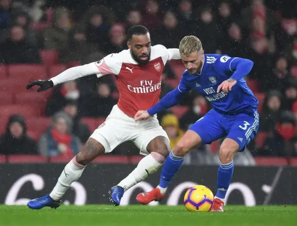 Arsenal FC Print: Lacazette vs Bennett Premier League Art