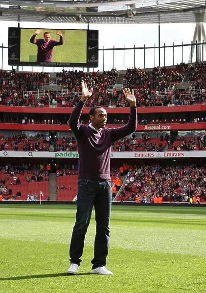 Thierry Henry Bids Farewell: Arsenal's Legend Waves to the Crowd during a 6:2 Victory over Blackburn Rovers, Emirates Stadium, 2009