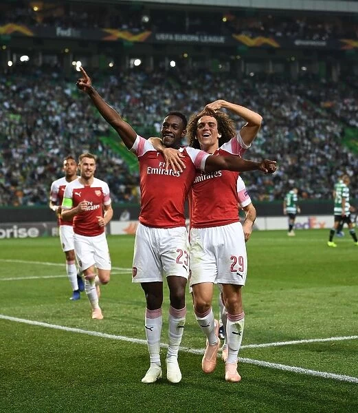 Welbeck and Guendouzi Celebrate Arsenal's Goal Against Sporting CP in Europa League