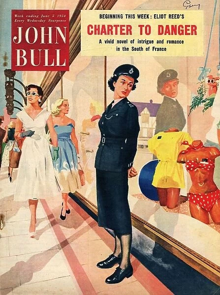 John Bull 1954 1950s UK womens summer window shopping swimwear magazines clothing