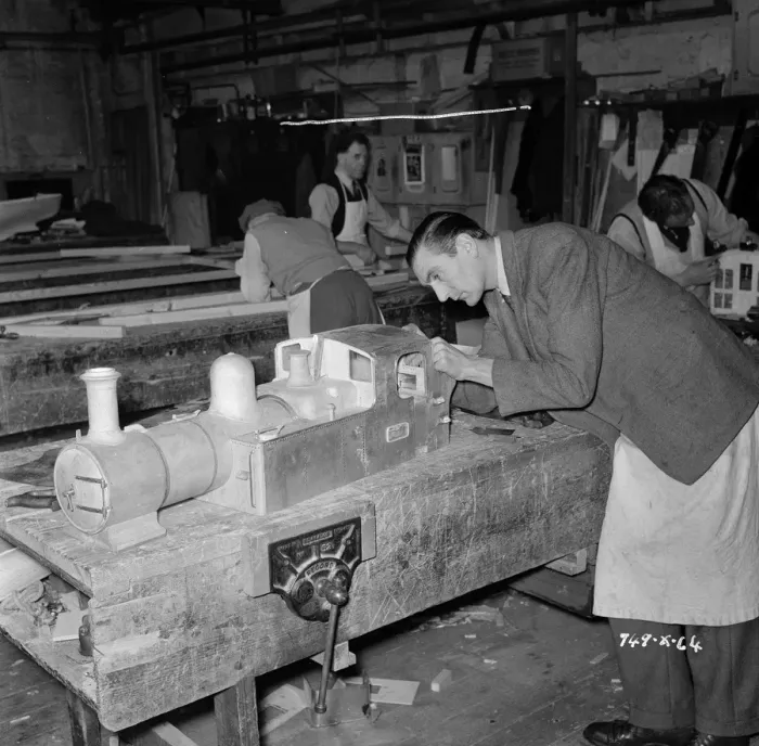 Framed Print : Ealing Studios Model Making Print: Steam Engines for Titfield Thunderbolt