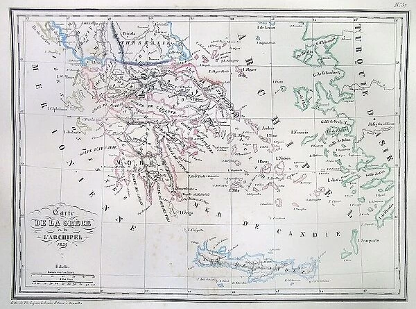 1834 Malte-Brun Map Of Greece Topography Cartography