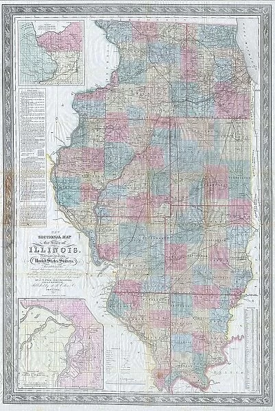 1852 Colton Sectional Pocket Map Of Illinois