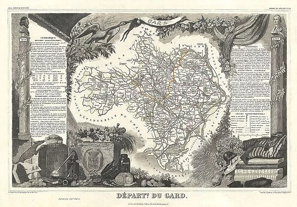 1852 Levasseur Map Of The Department Du Gard