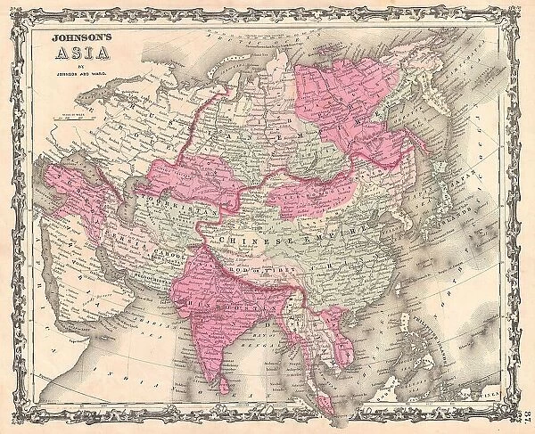 1862 Johnson Map Of Asia Topography Cartography