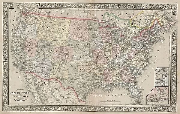 1864 Mitchell Map Of The United States Topography