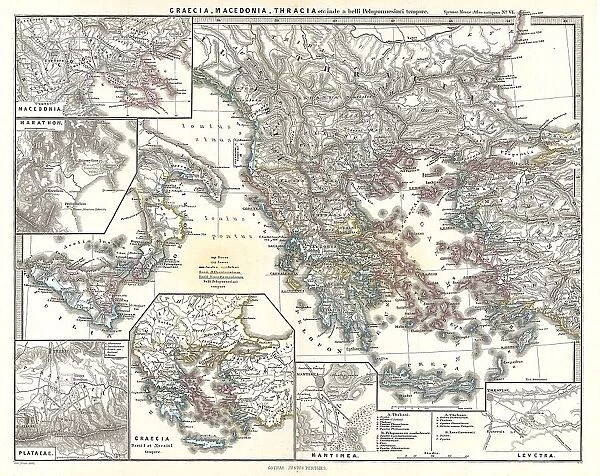 1865 Spruner Map Of Greece Macedonia And Thrace Before The Peloponnesian War