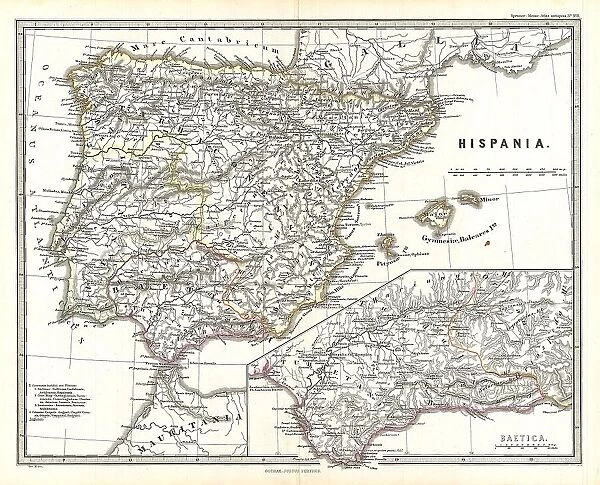 1865 Spruner Map Of Spain And Portugal Topography
