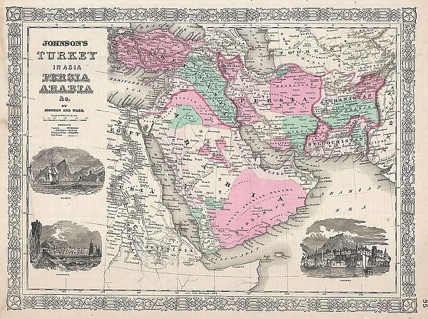 1866 Johnson Map Of Arabia Persia Turkey And Afghanistan