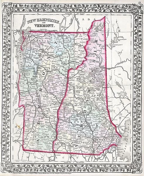 1874 Mitchell Map Of Vermont And New Hampshire