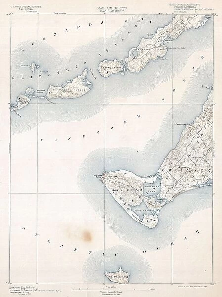 1898 U.S. Geological Survey Map Of Gay Head Marthas Vineyard