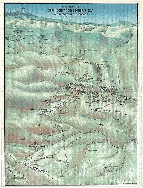 1904 Clason Map Or View Of The Gilpin Colorado Gold And Mineral Belt