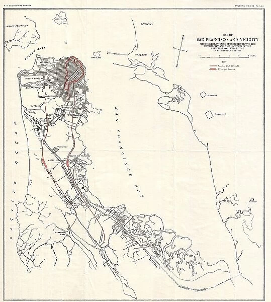 1907 Geological Survey Map Of San Francisco Peninsula After 1906 Earthquake