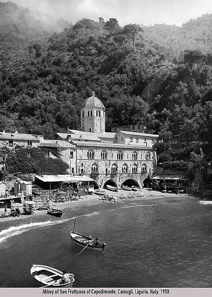 Abbey of San Fruttuoso of Capodimonte, camogli, liguria, italy, 1950