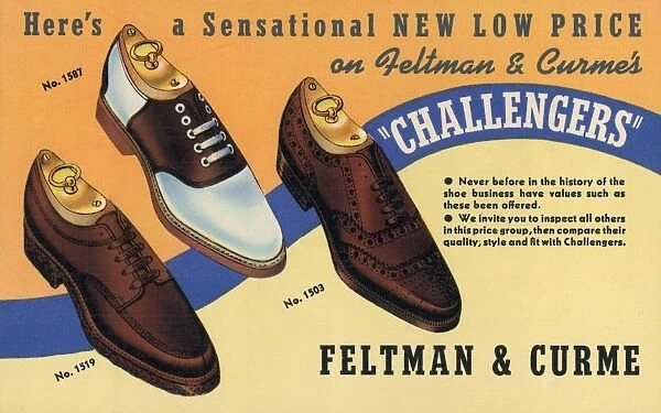 Advertisement for Feltman & Curme Shoes. ca. 1940, Advertisement for Feltman & Curme Shoes