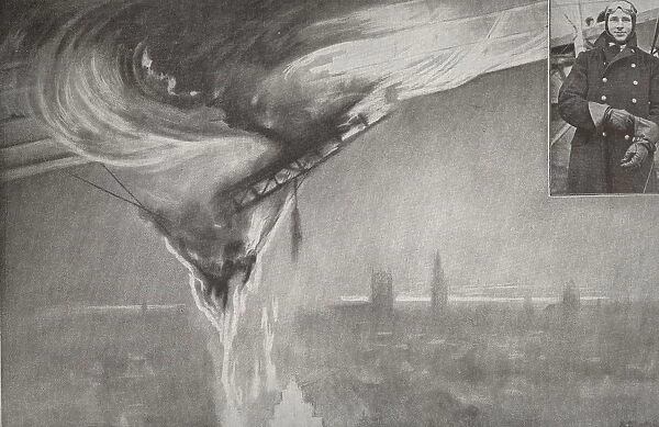 Airship down in flames over city