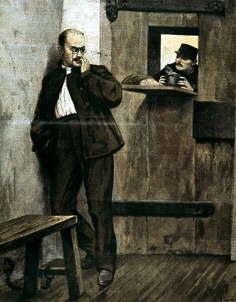 Alfred Dreyfus (c1859-1935) in prison. French army officer of Jewish extraction wrongly