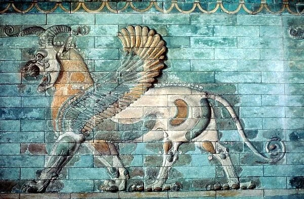 Ancient Persia, Achaemenid Period (530-330 BC) Griffin-Lion relief in glazed brickwork