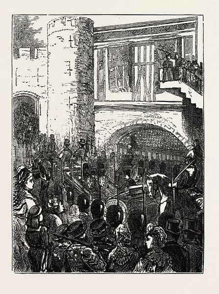 Arrival of the Shah at the Tower, London, Uk, 1873 Engraving