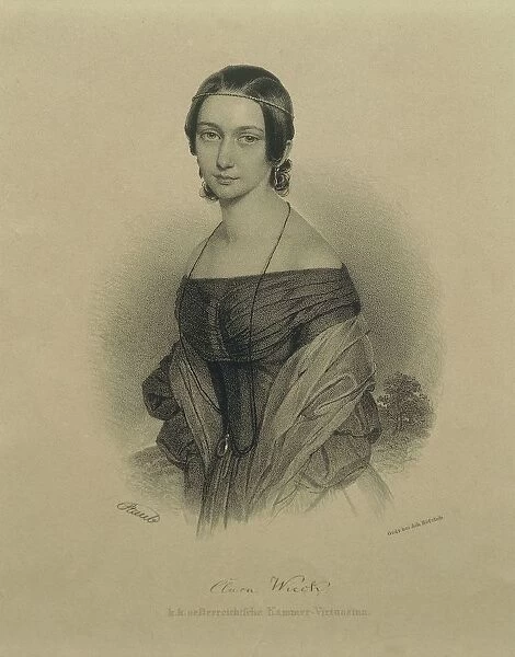 Austria, Vienna, Portrait of Clara Josephine Wieck Schumann (1819 - 1896), German pianist and composer, wife of Robert Alexander Schumann, print