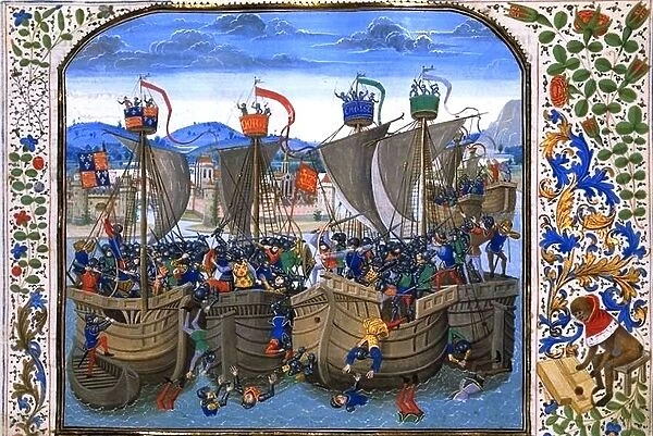 Battle of Sluyss from Jean Froissarts Chronicles, 15th century