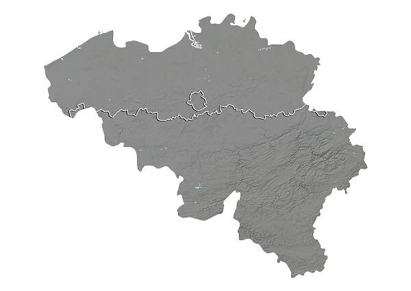 Belgium, Relief Map With Province Boundaries