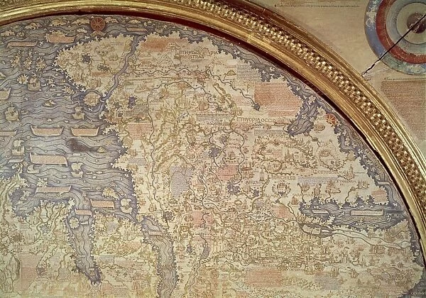 Cartography, 15th century. World map by Camaldolese monk Fra Mauro, 1449. Detail: Ethiopia