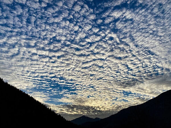 Cirrus clouds on the sky of Valsugana, Trentino, Italy, Europe