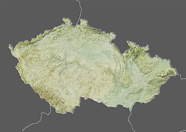 Czech Republic, Relief Map With Border and Mask