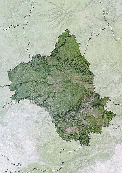 Departement of Aveyron, France, Satellite Image With Bump Effect