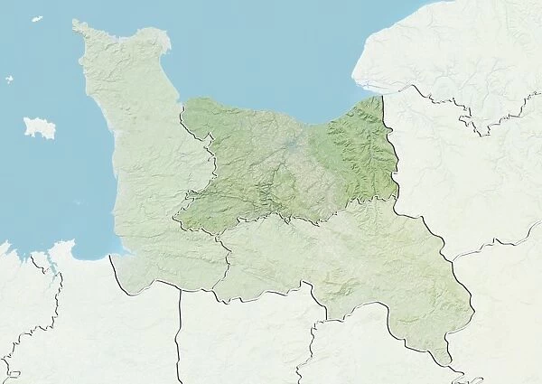 Departement of Calvados, France, Relief Map