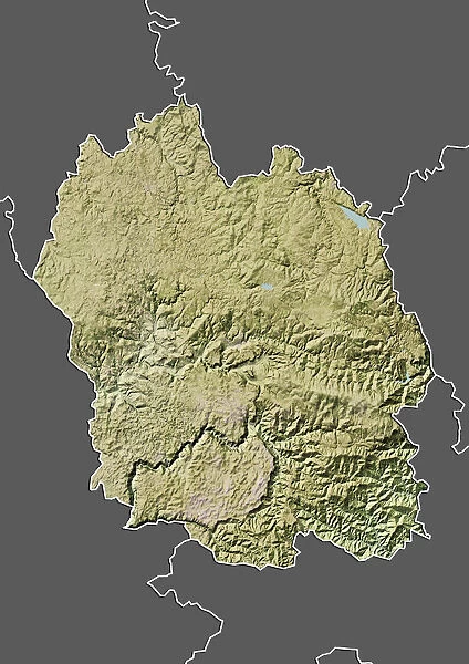 Departement of Lozere, France, Relief Map