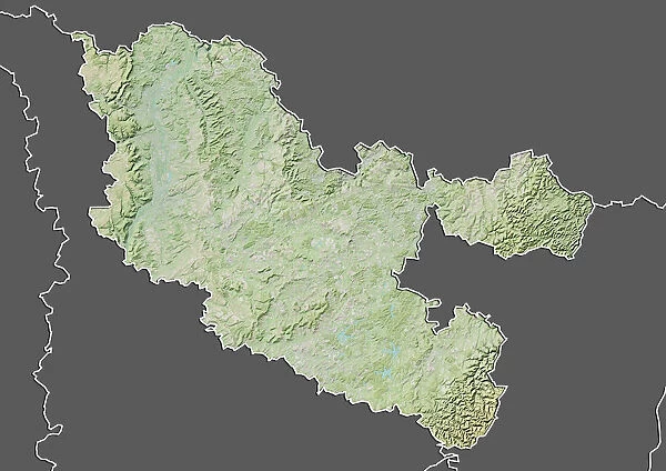 Departement of Moselle, France, Relief Map