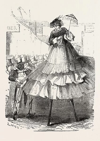 The Derby Day, Scenes by the Roadside and on the Downs: Crinoline on Stilts. Uk