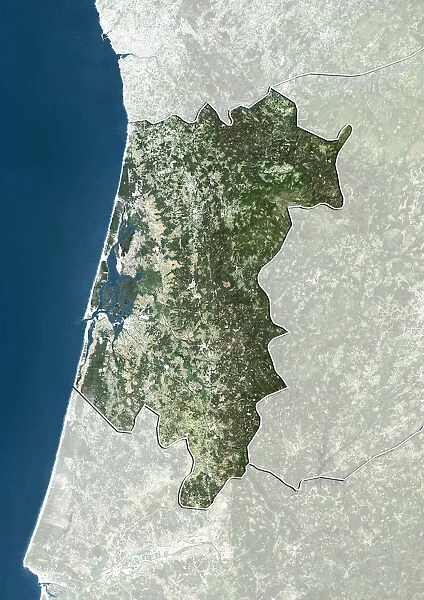 District of Aveiro, Portugal, True Colour Satellite Image