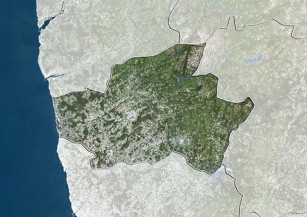 District of Braga, Portugal, True Colour Satellite Image