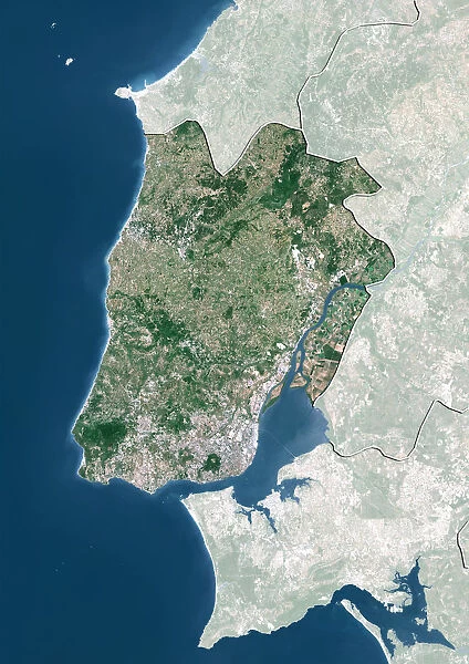 District of Lisbon, Portugal, True Colour Satellite Image