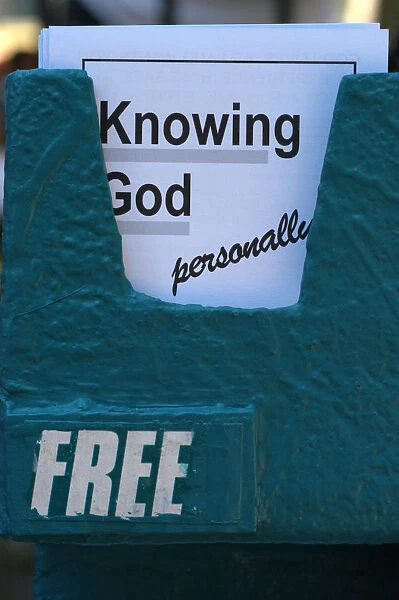 Evangelical pamphlets given by a preacher at Speakers Corner