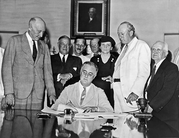 FDR Signs Social Security Bill