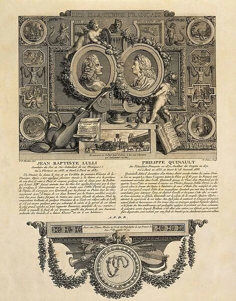 France, Jean-Baptiste Lully and Philippe Quinault, engraving
