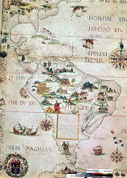 French map of Central and South America, showing Florida, Gulf of Mexico, Caribbean Islands
