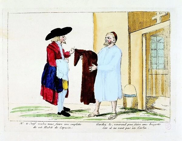French Revolution 1789. Suppression of religious orders: a Capuchin Friar disposing